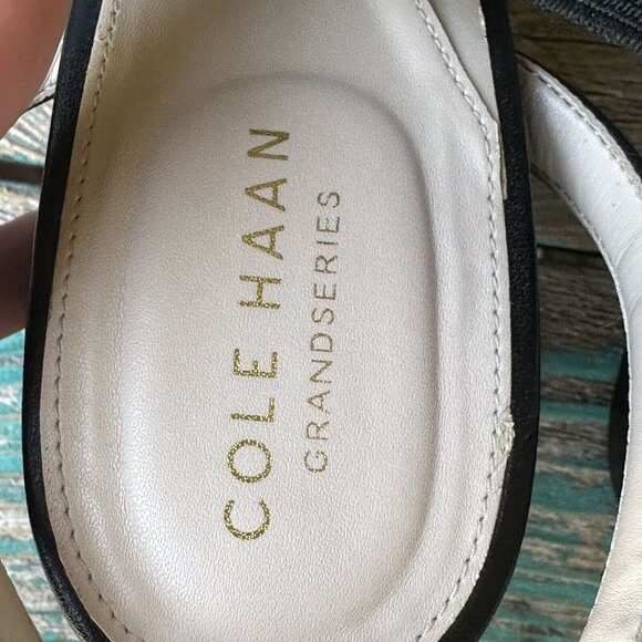 Cole Haan Strap Sandals Grand Aniston Leather Black  Elastic Women's Sz 10 B EUC - Picture 10 of 11